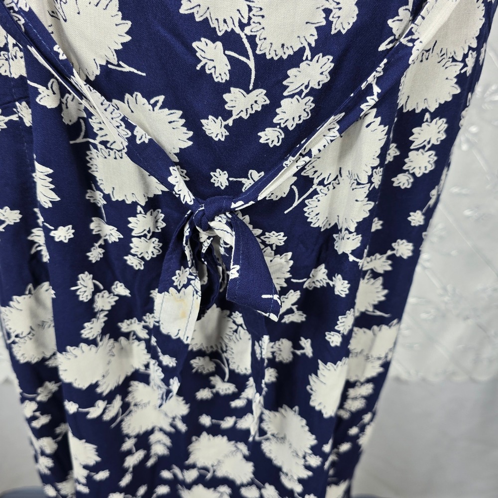 Anthropologie Maeve Motif Floral Midi Dress Size 12 Blue White Short Sleeve Boho - Picture 12 of 14